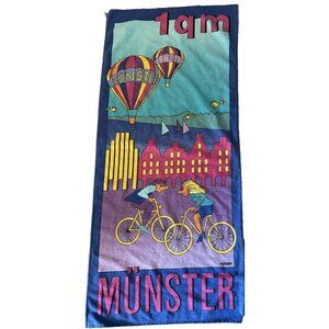 Vintage Munster Germany 1qm beach towel German man woman bicycles air balloons
